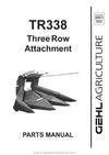 Gehl TR338 Three Row-Crop Attachment Parts Manual Download PDF