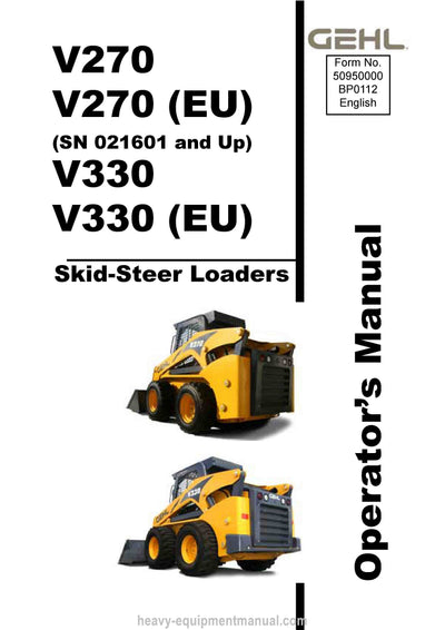 Gehl V270 V330 Skid-Steer Loader (50950000) Operator Manual PDF