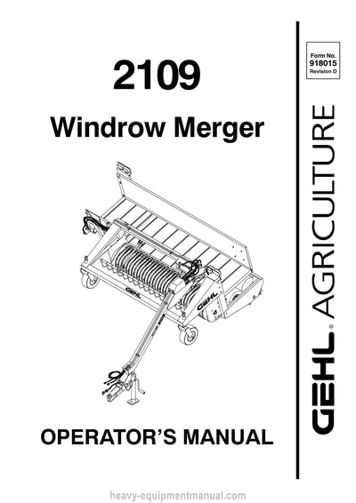 Gehl WM2109 Windrow Merger Operators Manual 918015D 2005