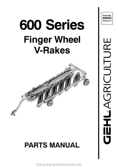 Gehl 600 Finger Wheel V-Rakes Parts Manual Download PDF
