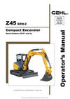 Gehl Z45 Gen2 Compact Excavator Operator Manual 50940407B PDF Download