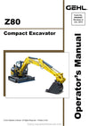 Gehl Z80 Compact Excavator Operator Manual 50940097A PDF Download