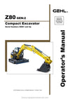 Gehl Z80 Gen2 Compact Excavator Operator Manual 50940322B PDF Download