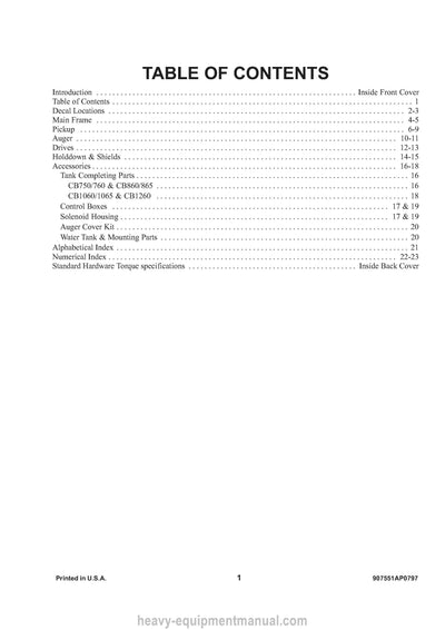 Gehl 1110 Hay Attachment Parts Manual 907551A 1997