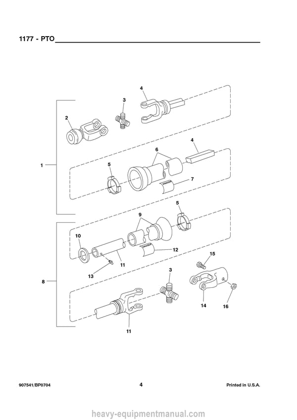 Gehl 1177 Manure Spreader Parts Manual 907541B 2004