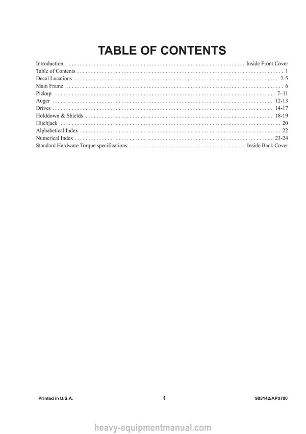 Gehl 1240 Hay Attachment (908142A) Parts Manual PDF