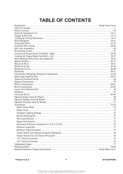 Gehl 1260 SN 15501 and Up 1265 Forage Harvester SN 15501 and Up Parts Manual 907169A 1996