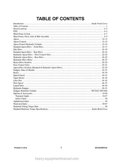 Gehl 1287 Manure Spreader Parts Manual 907543B 2004