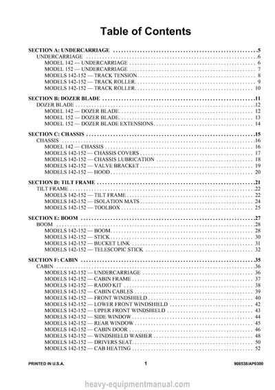 Gehl 142 152 Mini-excavator Parts Manual 908538A 