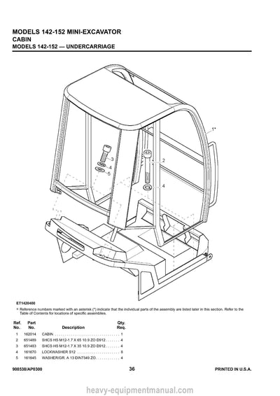 Gehl 142 152 Mini-excavator Parts Manual 908538A 2000