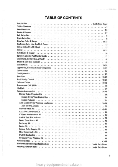 Gehl 1465 Round Baler Service Parts Manual Download PDF