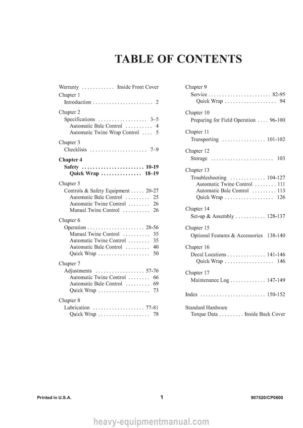 Gehl 1475 1875 Round Baler Operators Manual 907520C 2000