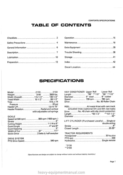 Gehl 2130 2160 Mower Conditioner Operators Manual 903216A