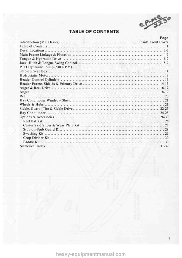 Gehl 2230 Mower Conditioner Service Parts Manual 903219A