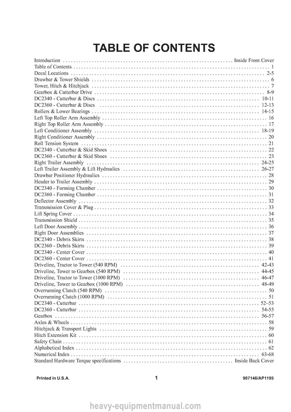 Gehl 2340 2360 Disc Mower Conditioner Parts Manual 907146A 1995