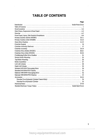 Gehl 2350 Disc Mowe Conditioner Parts Manual 904228A 1988