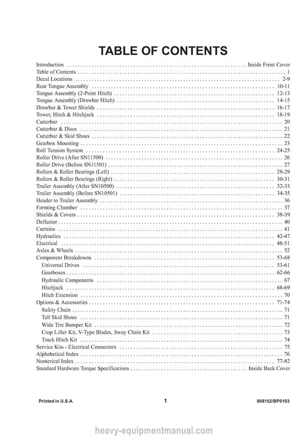Gehl 2412 Disc Mower Conditioner Parts Manual 908152A 2003