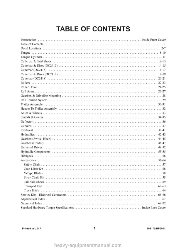 Gehl 2415 2418 Disc Mower Conditioner Parts Manual 908177A 2001