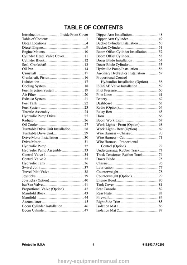 Gehl 283Z Compact Excavator (918253A) Parts Manual Download PDF