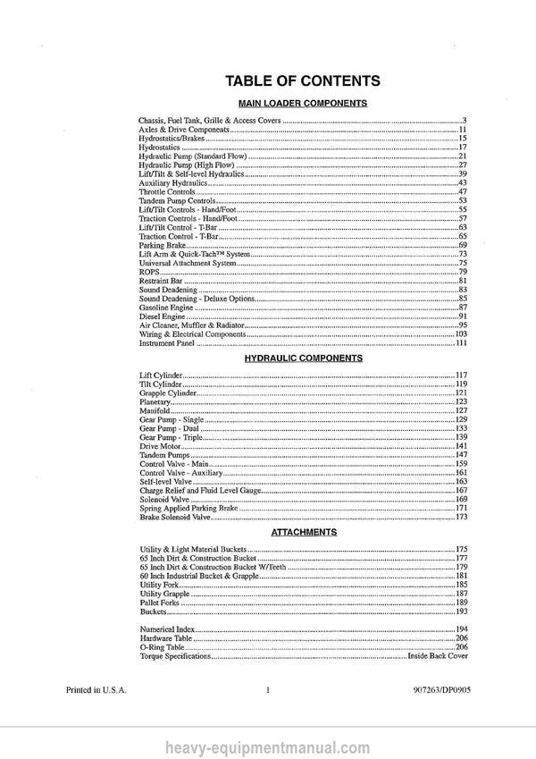 Gehl 4525 4625 Skid-Steer Loader Service Parts Manual 907263D