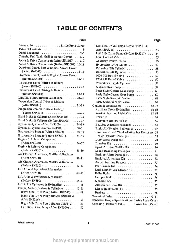 Gehl 4610 Skid-Steer Loader (906014A) Service Parts Manual