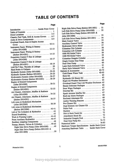 Gehl 4615 Skid-Steer Loader (904592A) Service Parts Manual Download PDF