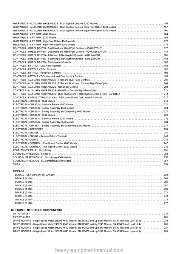 Gehl 4640E Power 2 (SN 312901 and Up) 5240E Power 2 (SN 432501 and Up) Parts Manual 50950011