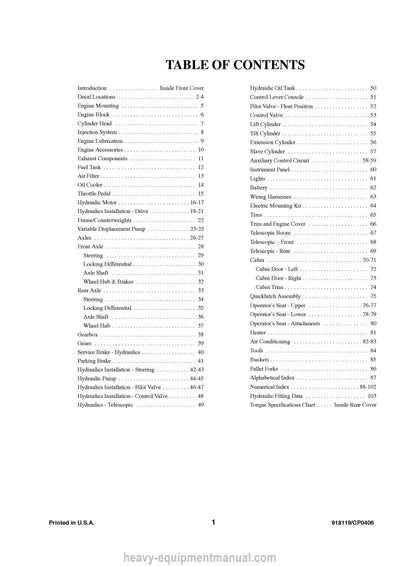 Gehl 480T Wheel-Steer Loader Parts Manual 