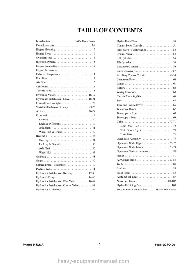 Gehl 480T Wheel-Steer Loader Parts Manual 