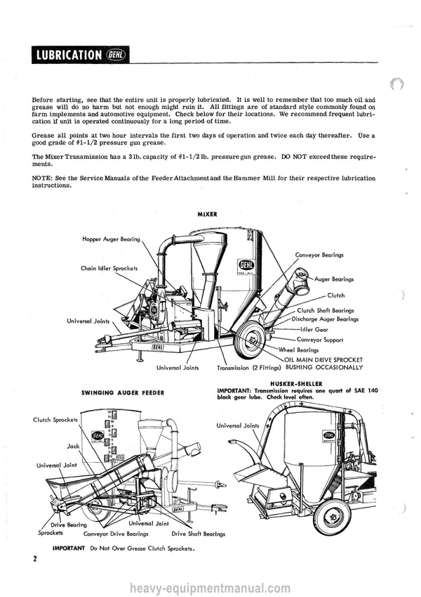 Gehl 50 MX Mix AII Feedmaker Service Parts Manual 903505A