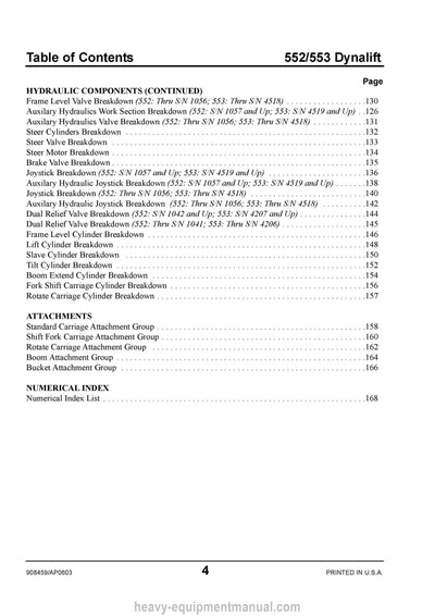 Gehl 553 552 Dynalift® Telescopic Boom Forklift (908459) Parts Manual