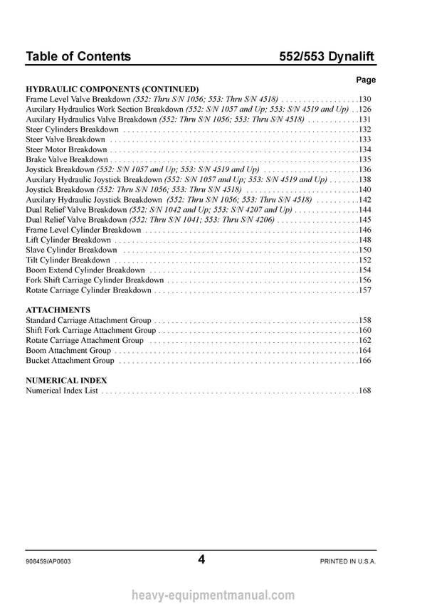 Gehl 553 552 Dynalift® Telescopic Boom Forklift (908459) Parts Manual