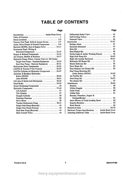 Gehl 6620 Skid Steer Loader Service Parts Manual 904513A 1989