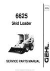 Gehl 6625 Skid Loader SN 007604 and Before Service Parts Manual 904396A 1989