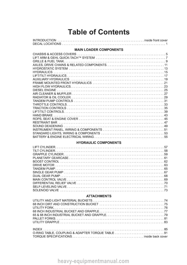 Gehl 6625 Skid Loader SN 007605 and Up Service Parts Manual 907286A 1999