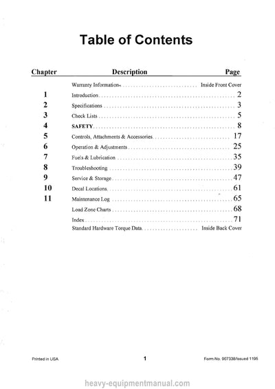 Gehl 663 Telescopic Boom Forklift Operator Manual 907338A PDF Download
