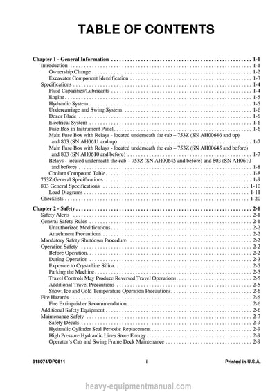Gehl 753Z 803 Compact Excavator Operator Manual 918074D PDF Download