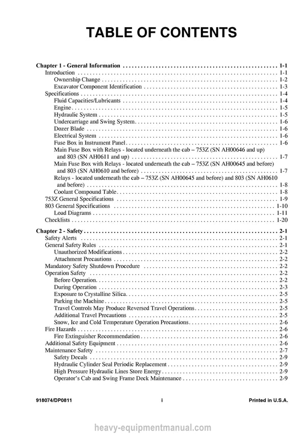 Gehl 753Z 803 Compact Excavator Operator Manual 918074D PDF Download