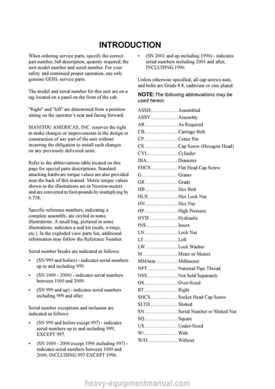 Gehl 753Z Compact Excavator Parts Manual 918075E 2013