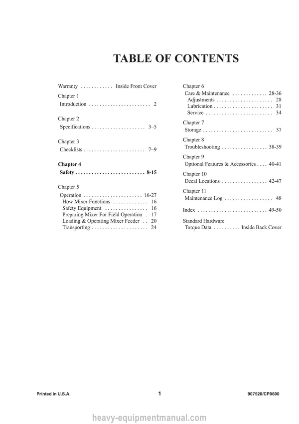 Gehl 8280 8285 8330 8335 8435 8500 Mixer Feeder Operators Manual 909735A 2001