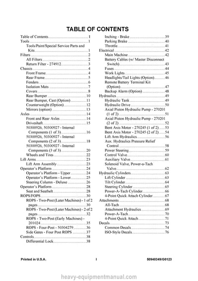 Gehl AL440 Articulated Loader (50940349G) Parts Manual PDF SN 43000 and Up 