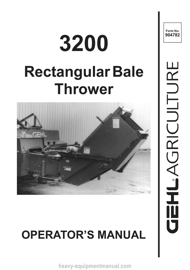 Gehl BT3200 Rectangular Bale Thrower (904782) Operator Manual PDF Download