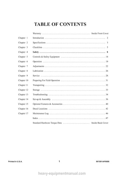 Gehl BU 980 Forage Box Operators Manual 907591A 1998