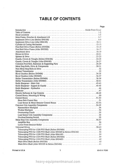 Gehl CB1060 Forage Harvester (904519) Service Parts Manual PDF Download