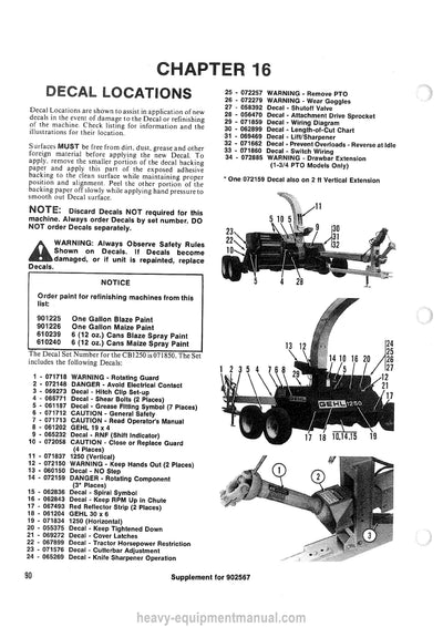 Gehl CB1250 Forage Harvester Operators Manual 902567A