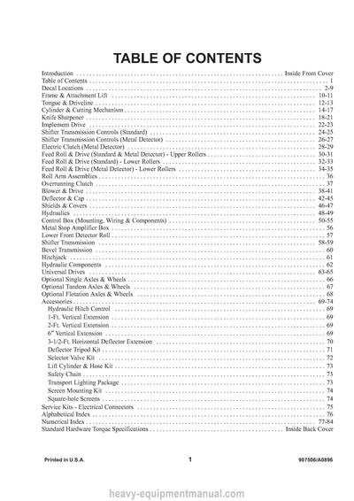 Gehl CB860 Forage Harvesters SN 9301 and Up CB865 SN 9301 and Up Parts Manual 907506A 1996