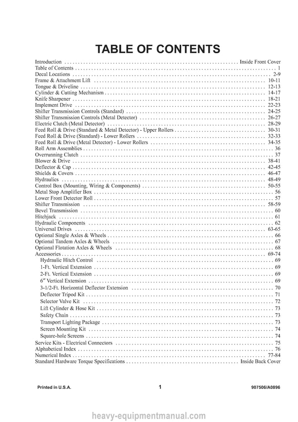 Gehl CB860 Forage Harvesters SN 9301 and Up CB865 SN 9301 and Up Parts Manual 907506A 1996