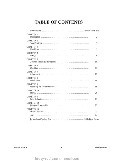 Gehl CP1005 CP1205 Crop Processor Operators Manual 908160B 2001