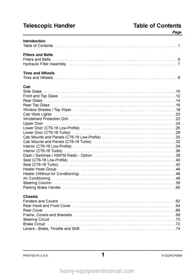 Gehl CT6-18 Telescopic Handler (913224C) Parts Manual Download PDF