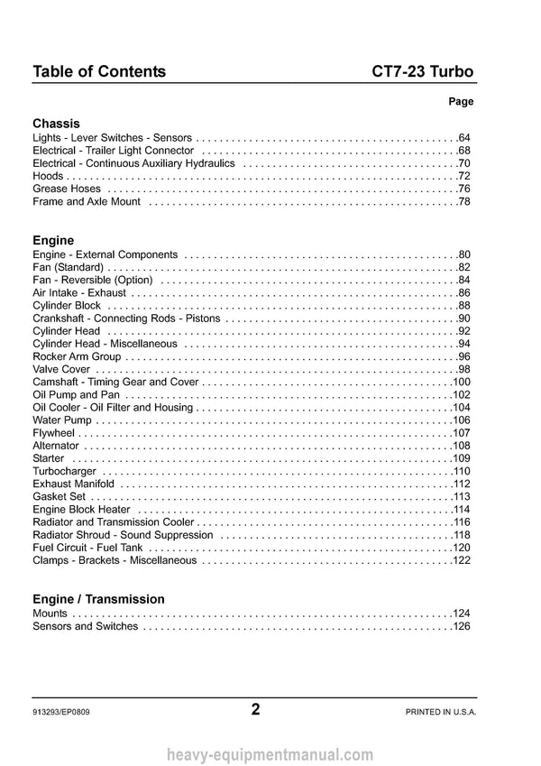 Gehl CT7-23 Turbo Telescopic Handler (913293E) Parts Manual SN 245989 - 263523 